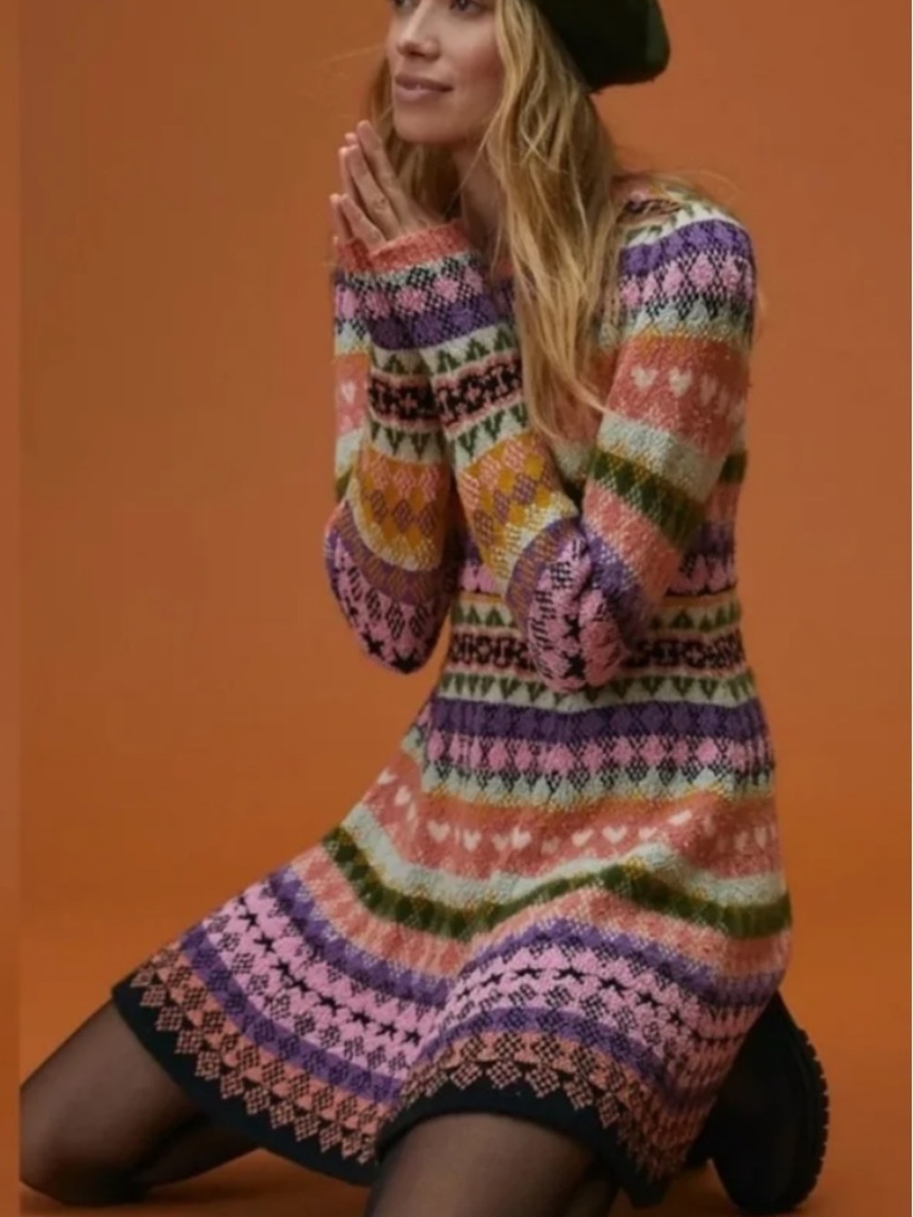 Maeve Multicolor Fair Isle Long Sleeve Fit & Flare Dress - Picture 2 of 5